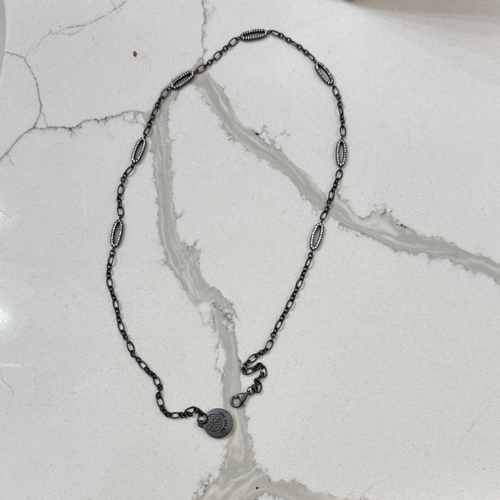 Frieda Rothman double sided pave black rhodium necklace : stamped 925